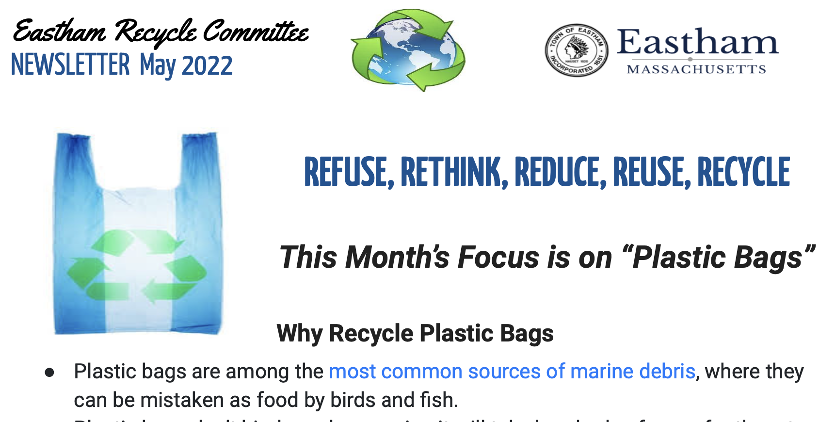 Newsletter: May 2022 (Plastic Bags)